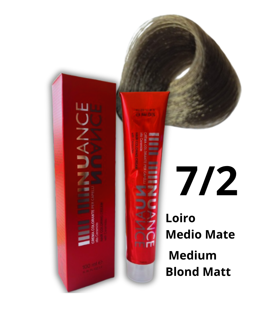 NUANCE Creme de coloração capilar tinta loiro médio mate   7/2 -100ml