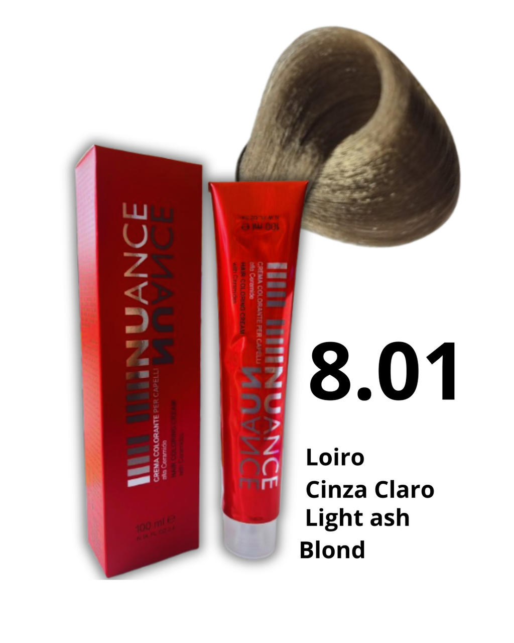 NUANCE Creme de coloração capilar tinta loiro claro cinza 8.01 -100ml