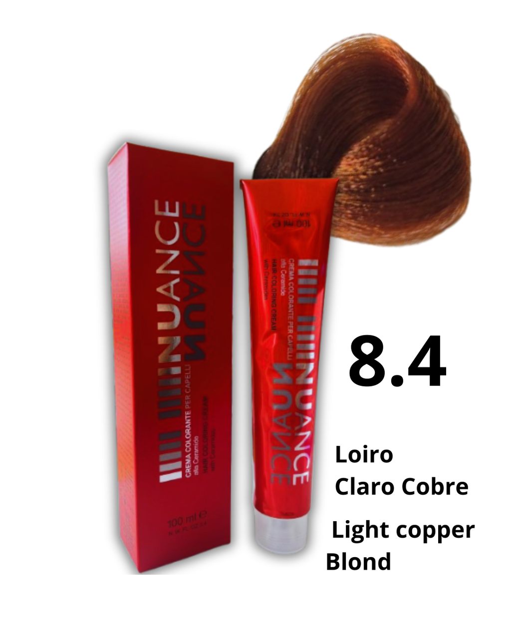 NUANCE Creme de coloração capilar tinta loiro claro cobre 8.4 -100ml