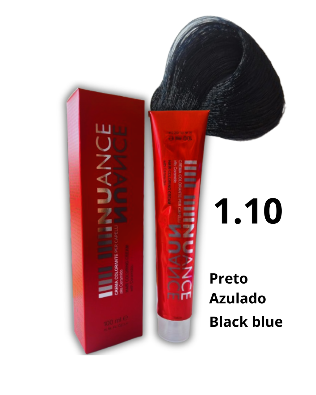 NUANCE Creme de coloração capilar tinta PRETO AZULADO 1.10 100ml