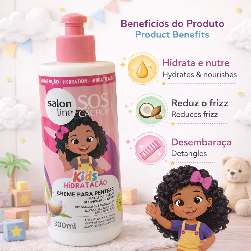 Salon Line S.O.S Cachos Kids Creme Leave-In Hidratação 300ml