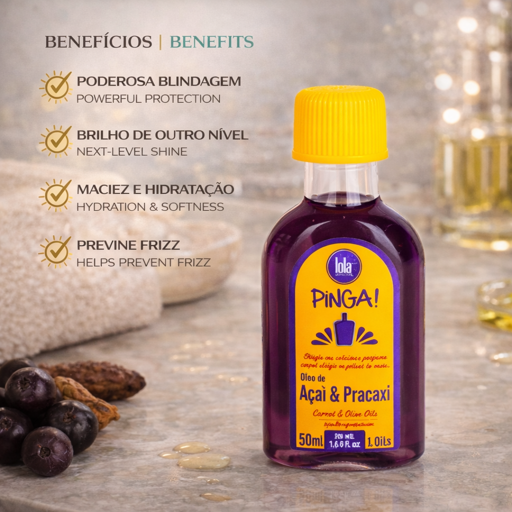 Pinga! Açaí & Pracaxi Oil – Pre and Post Chemical Treatment – New Size! 50 mL