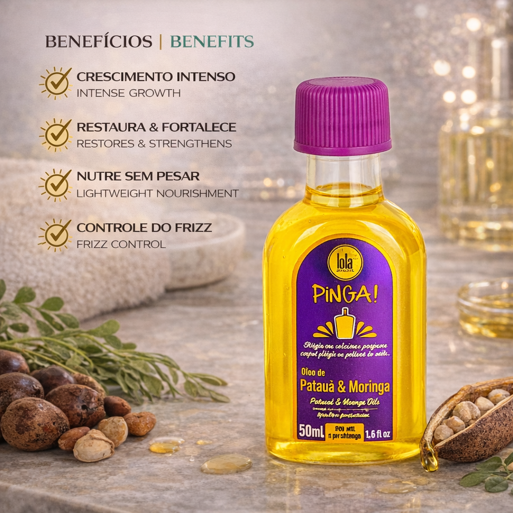 Pinga! Patauá & Moringa Oil – Pre and Post Shampoo – New Size! 50 mL