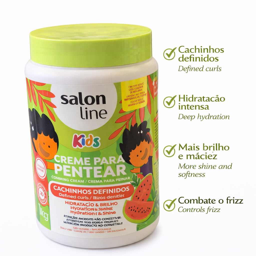 Salon Line Kids Creme Leave-In Melancia Cachos Definidos 1kg