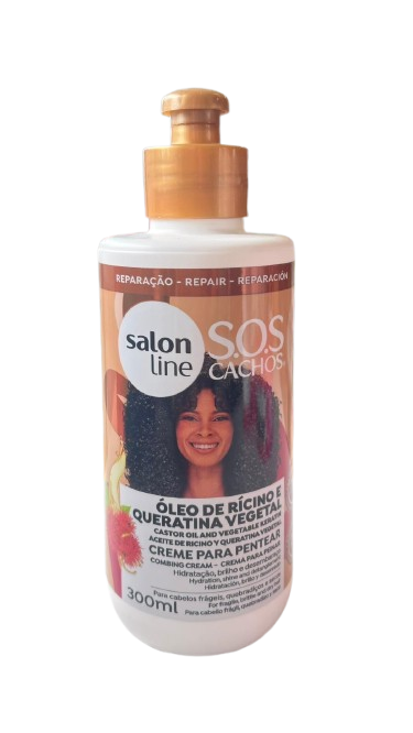 SALON LINE S.O.S Cachos Creme de Pentear Óleo de Rícino e Queratina 300ml