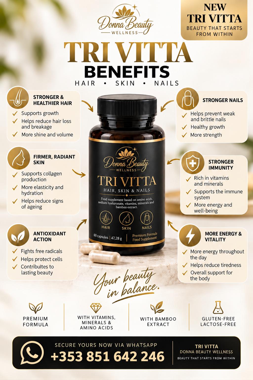 TRIVITTA Suplemento 60cps  HAIR • SKIN • NAILS -47gr